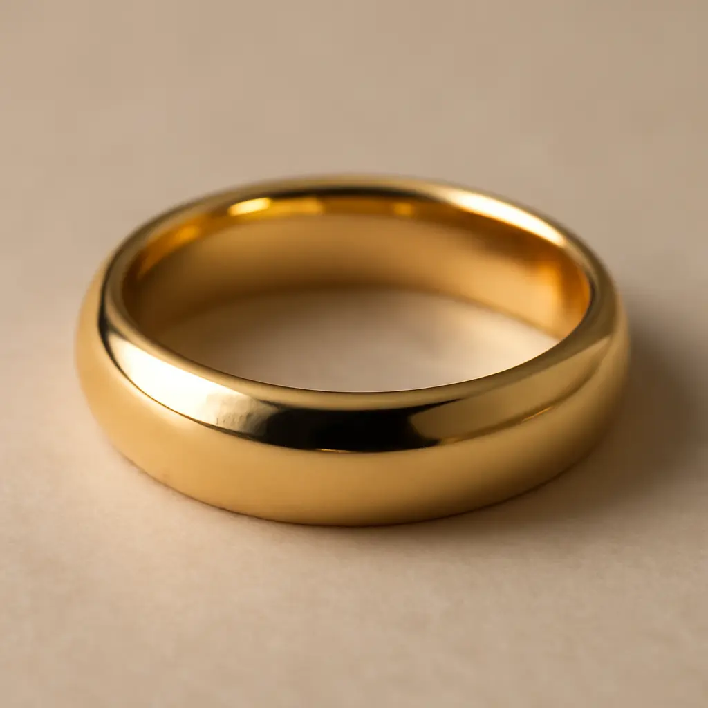 Чистое золотое кольцо Золотое кольцо после быстрой чистки, яркий блеск