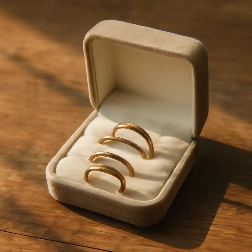 Хранение золотых украшений Кольца в футляре, аккуратно уложенные для хранения