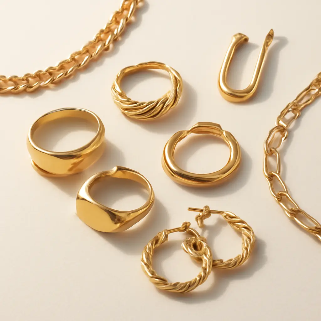 Модная коллекция золотых украшений 2026 года: кольца, цепи, серьги