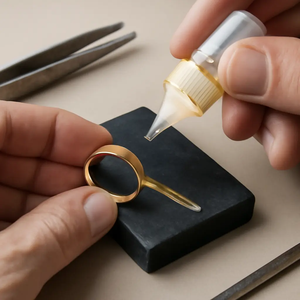 Проверка золотого кольца с кислотным тестом